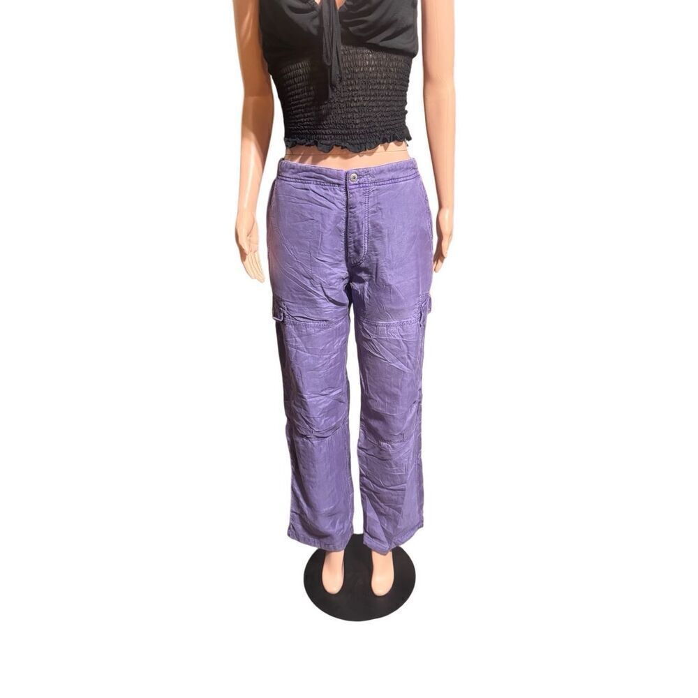 Weekendz off purple mid rise cargo adjustable waist pants M